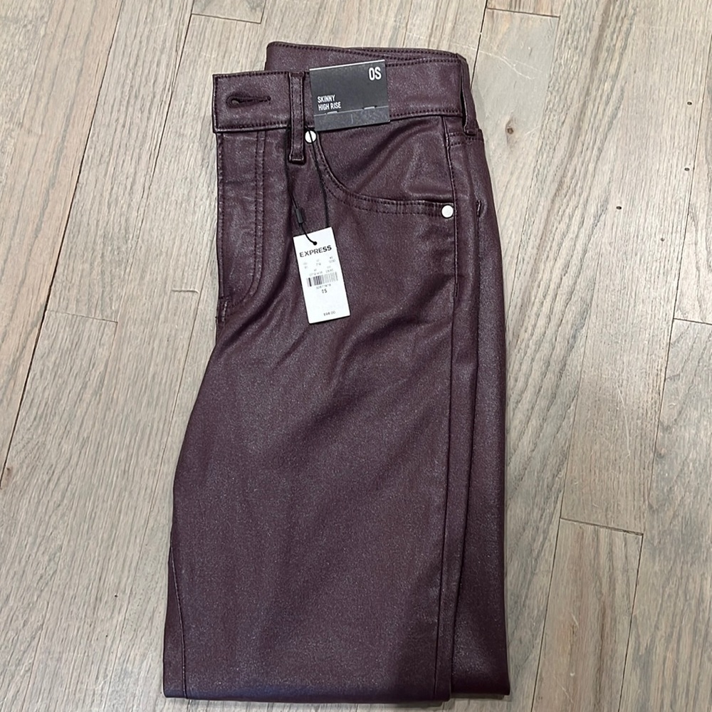 Express faux leather skinny high rise pants